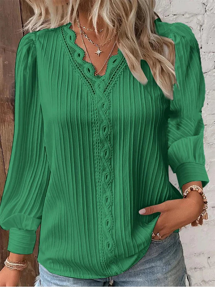 Women's Lace Stitching Shirt Loose