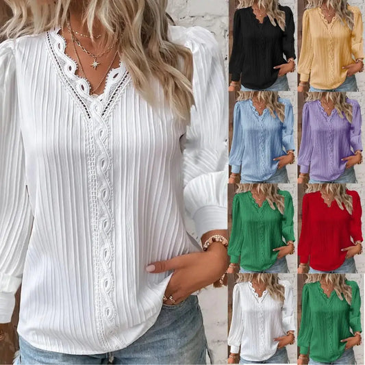 Women's Lace Stitching Shirt Loose