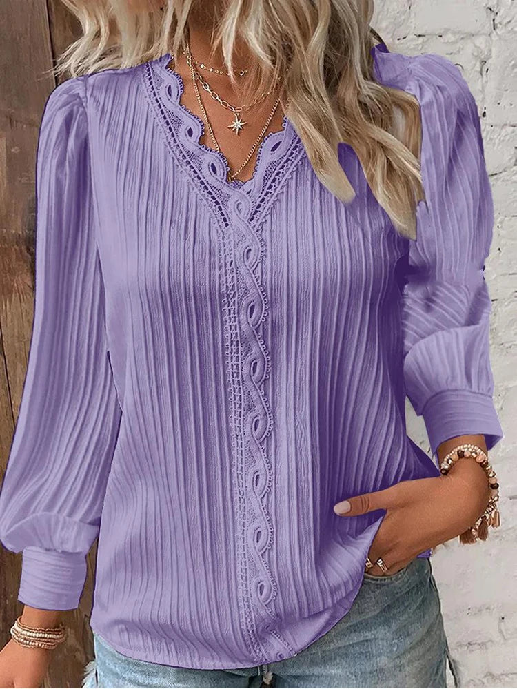 Women's Lace Stitching Shirt Loose