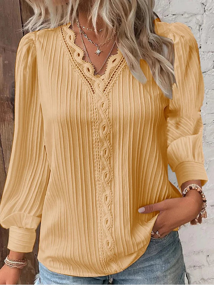 Women's Lace Stitching Shirt Loose