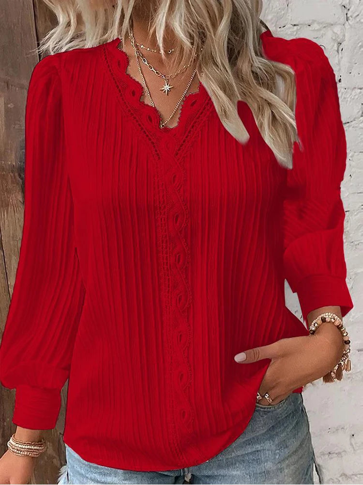 Women's Lace Stitching Shirt Loose