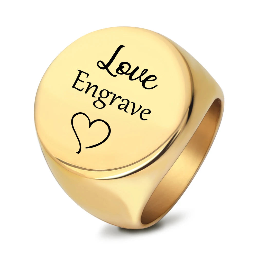 Customized Signet Ring Engrave Name Logo