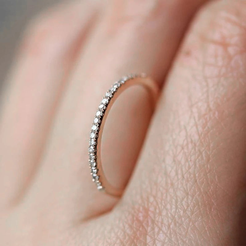 Delicate Micro Pave Zircon Rings Women