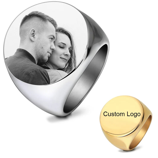 Customized Signet Ring Engrave Name Logo