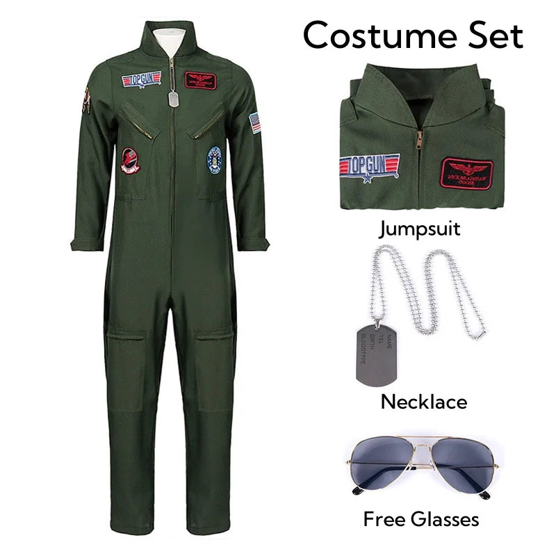 Adult Kids Pilot Costume Air