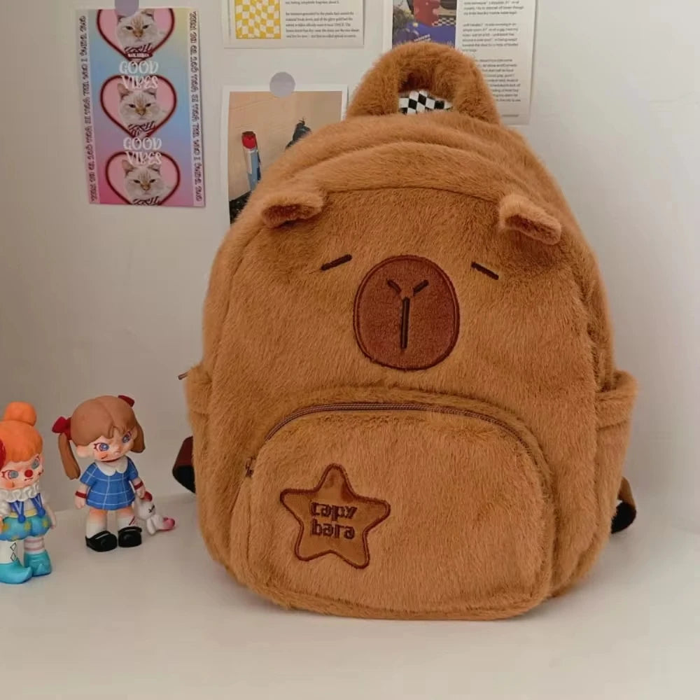 Kawaii Capybara Plush Backpack for