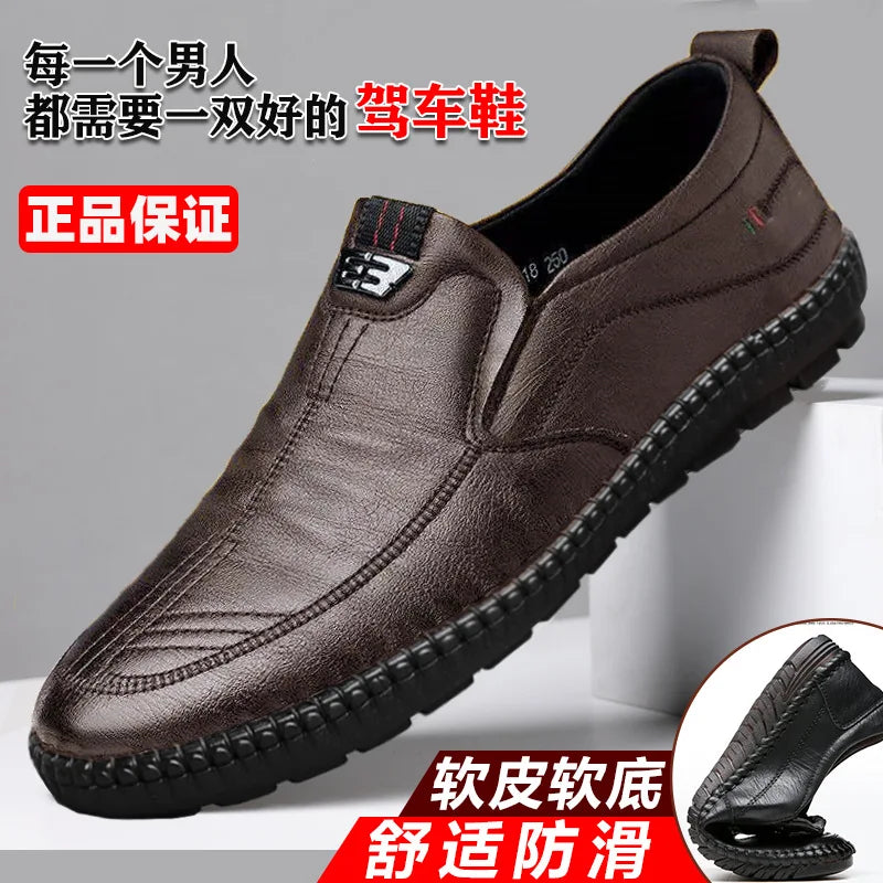 Mens Leather Loafers Non Slip