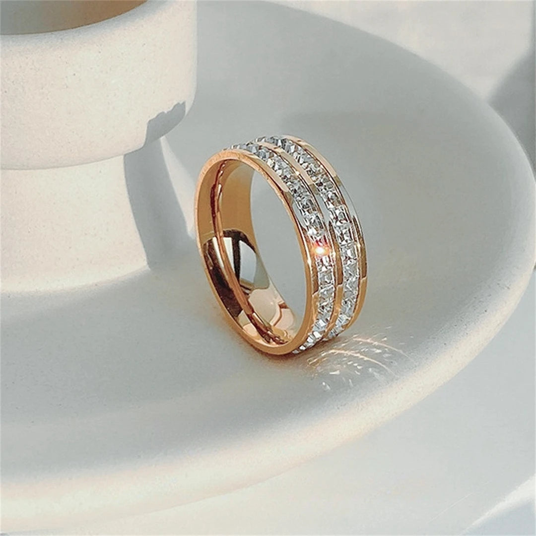 Luxury Rose Gold Double Rowed Square