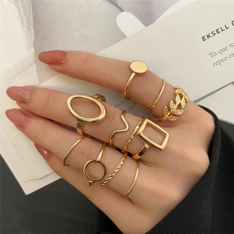 Silver Color Crystal Rings Set Women,