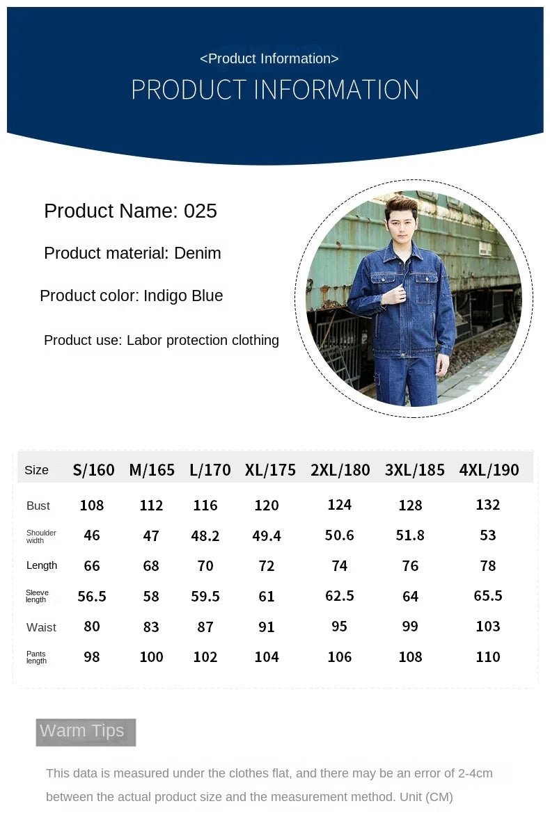 Breathable Denim Work Clothes Suit