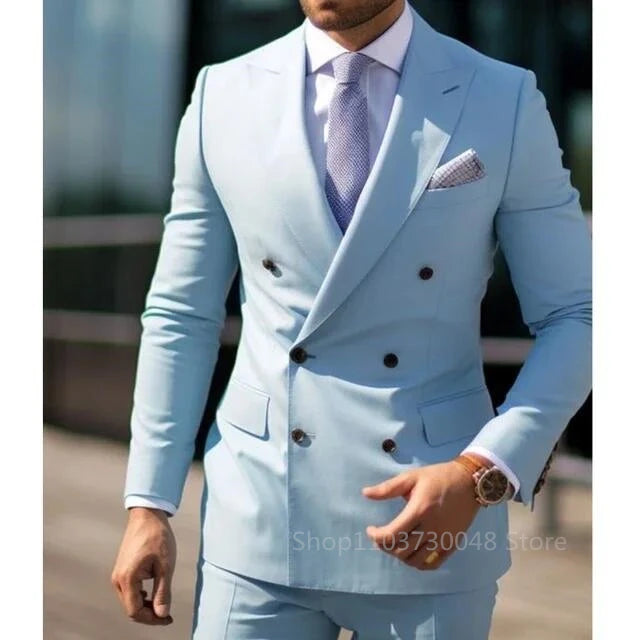 Solid 2 Pieces Men Suits