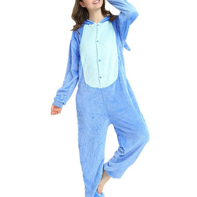 Flannel Cartoon Animal One-Piece Pajamas