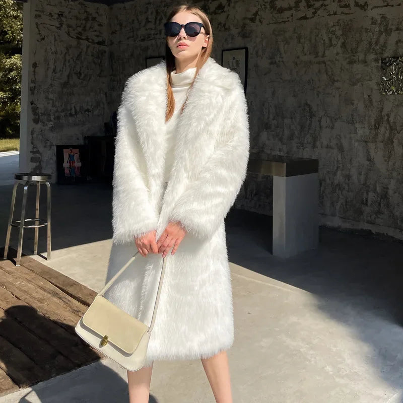 Long Faux Fur Jacket Overcoat