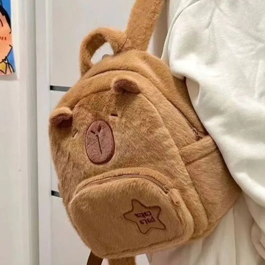 Kawaii Capybara Plush Backpack for