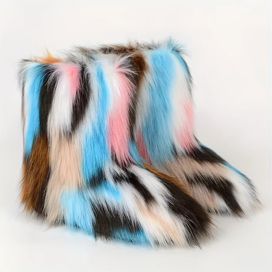 Y2K Fluffy Mid-calf Boots Winter