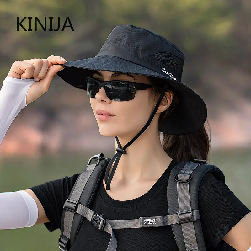 Women Ponytail Fisherman Hat Waterproof