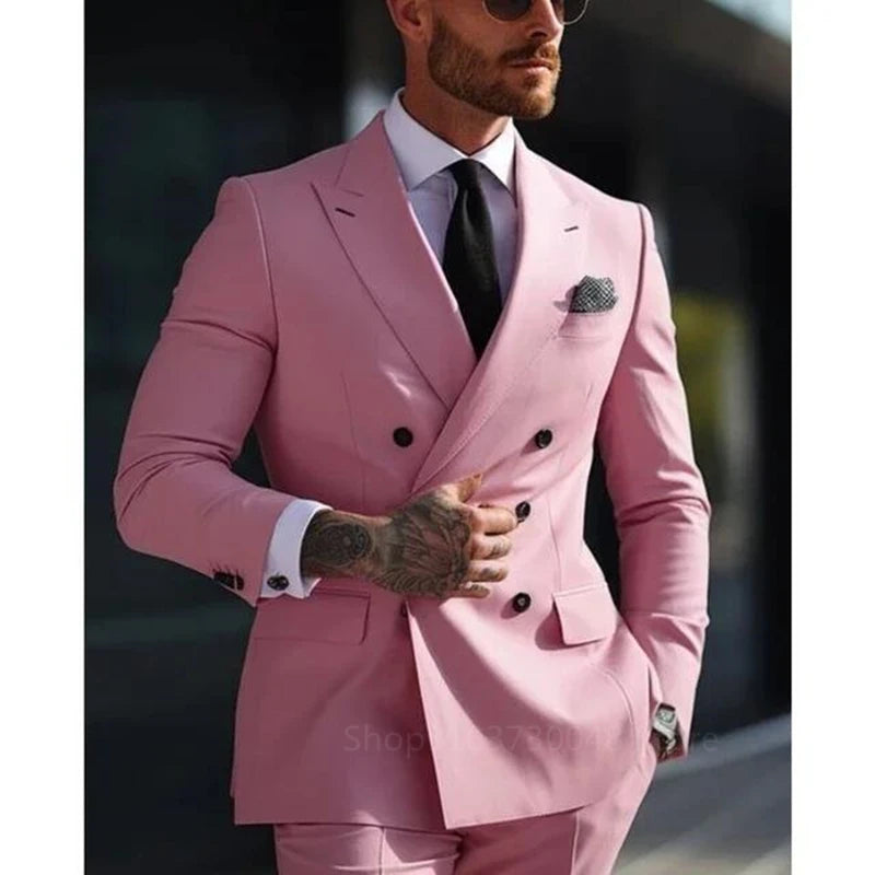 Solid 2 Pieces Men Suits