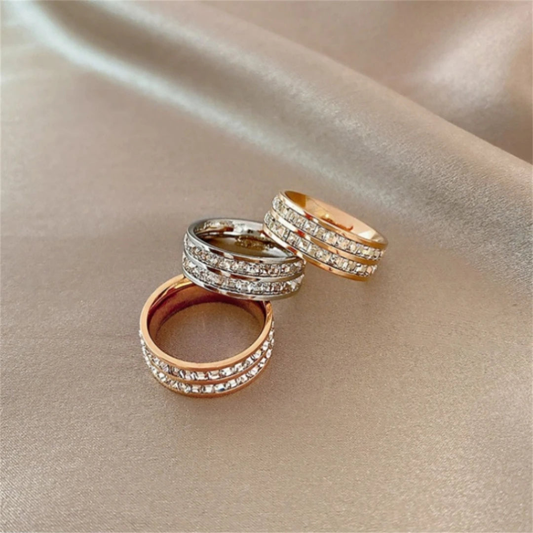 Luxury Rose Gold Double Rowed Square