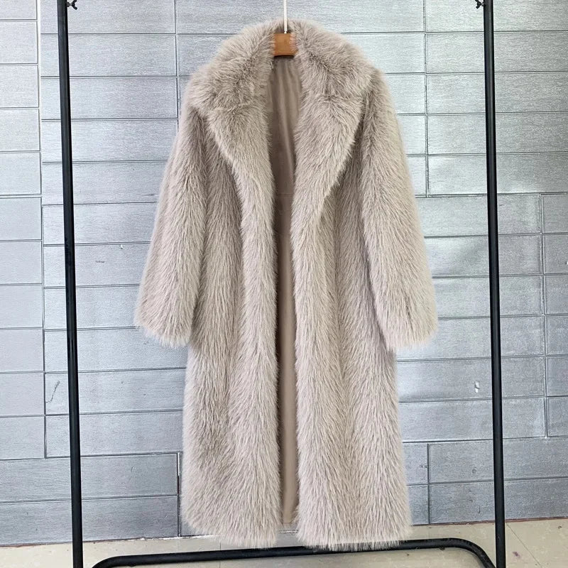 Long Faux Fur Jacket Overcoat