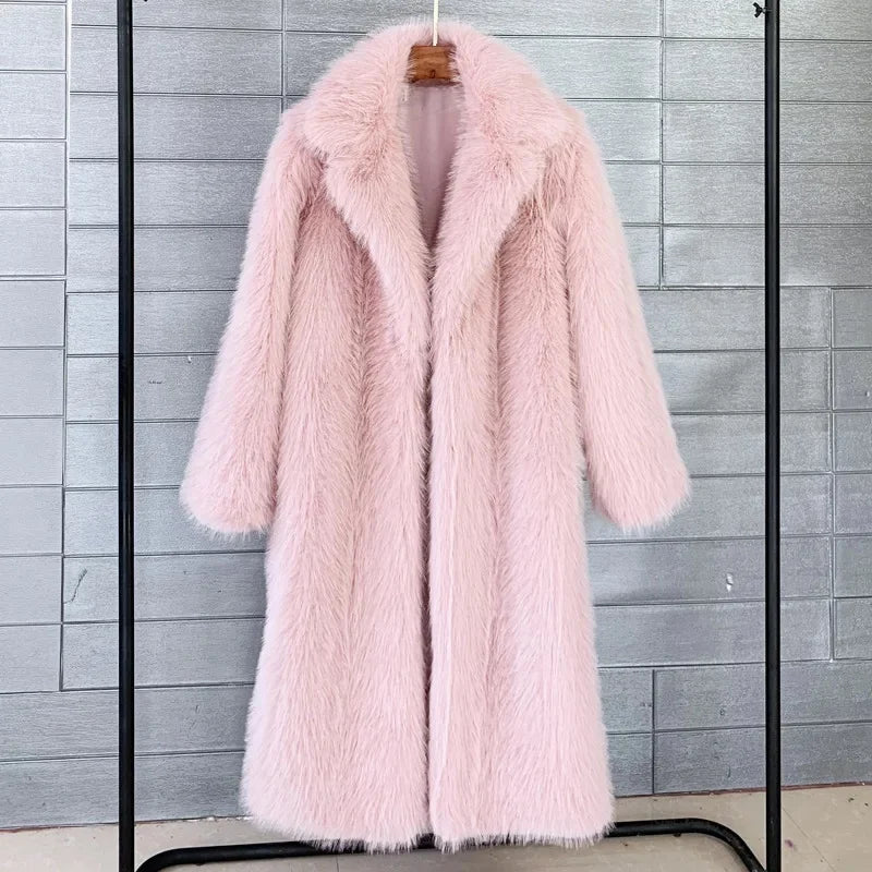 Long Faux Fur Jacket Overcoat