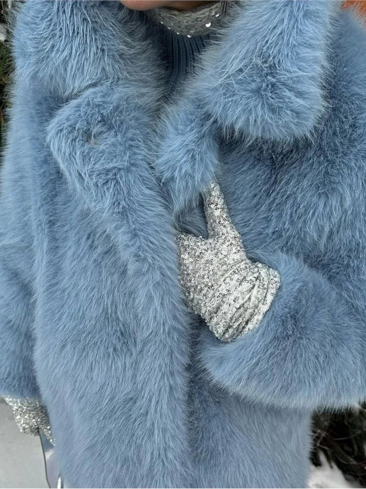 Mid-Length Women's Fur Coat Suit