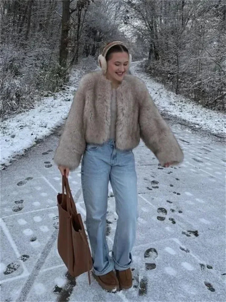 Fashion Fluffy Faux Fur Coat