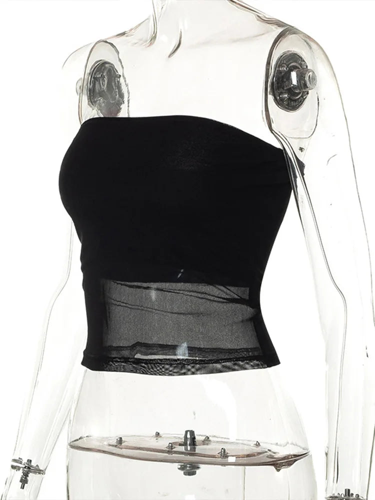 Mesh Corset Black Crop Top