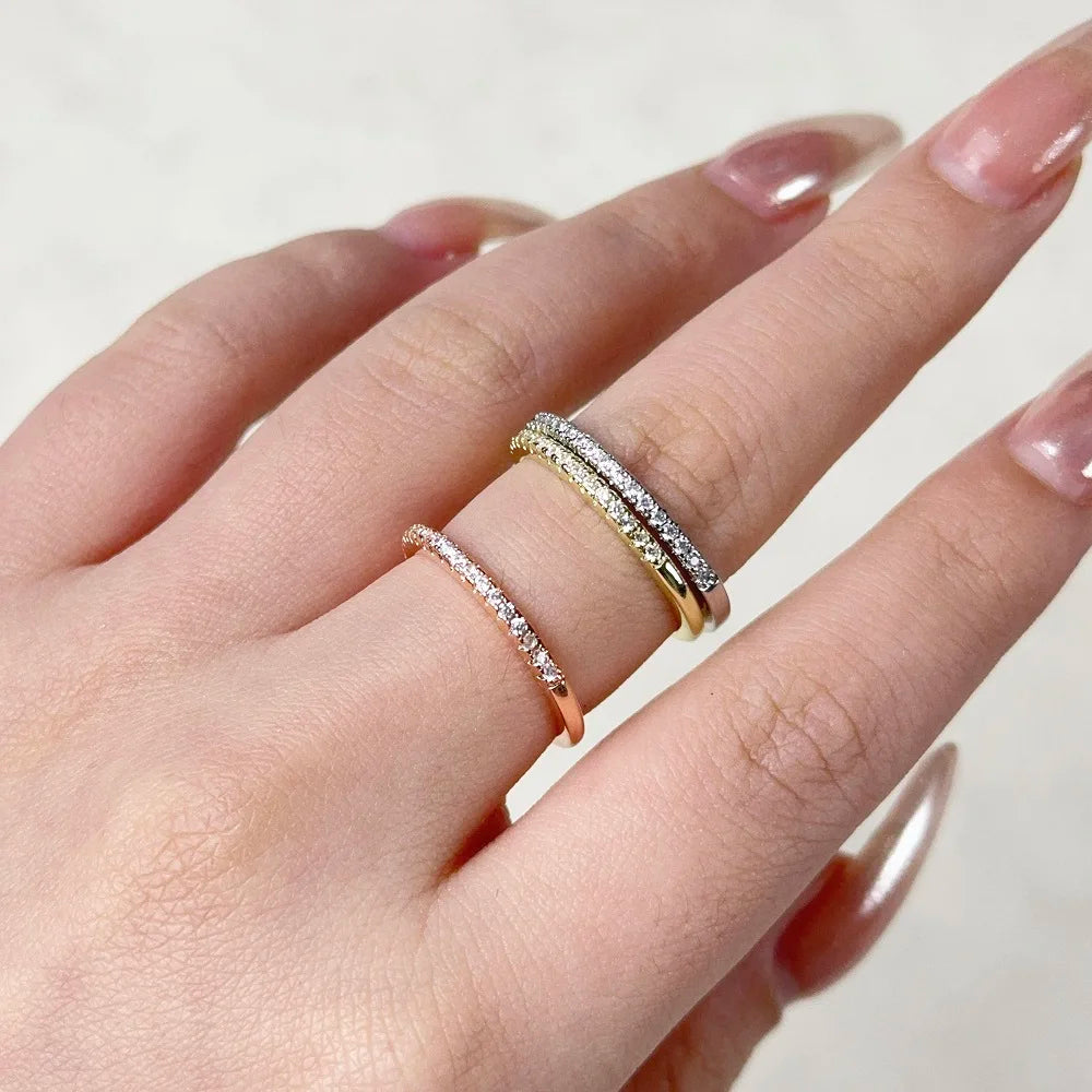 Tiny Delicate Micro Pave Zircon Rings