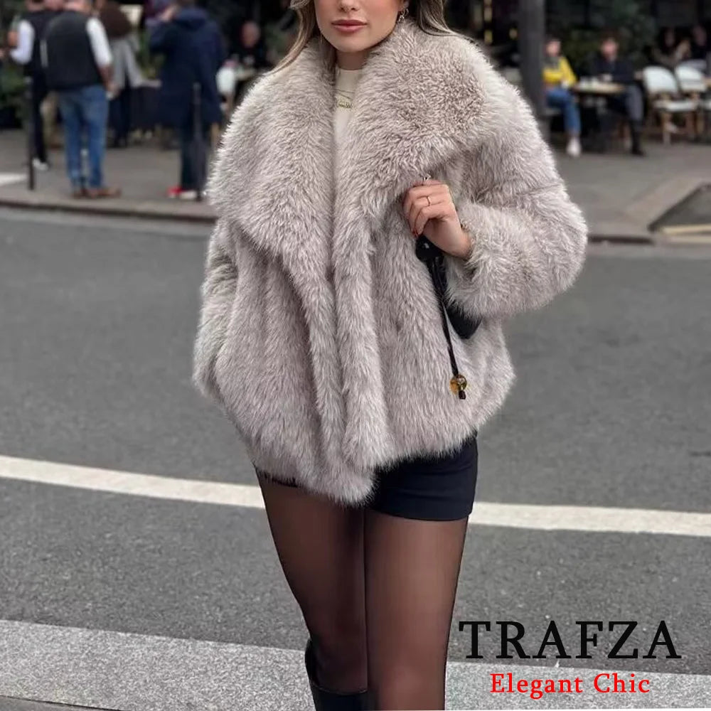 TRAFZA-Women Fashion Winter Solid Big