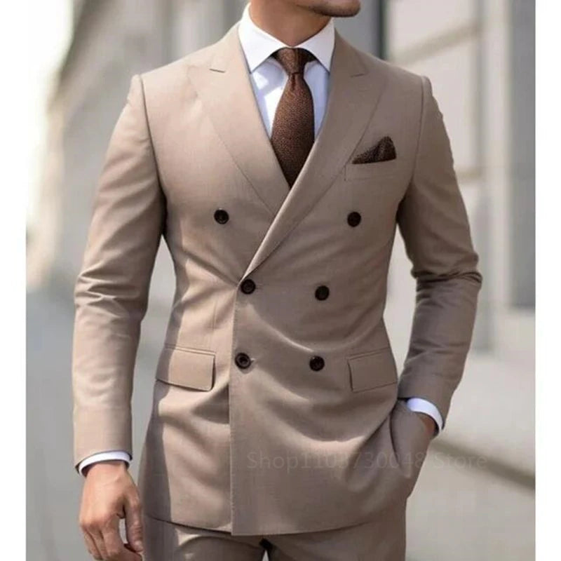 Solid 2 Pieces Men Suits