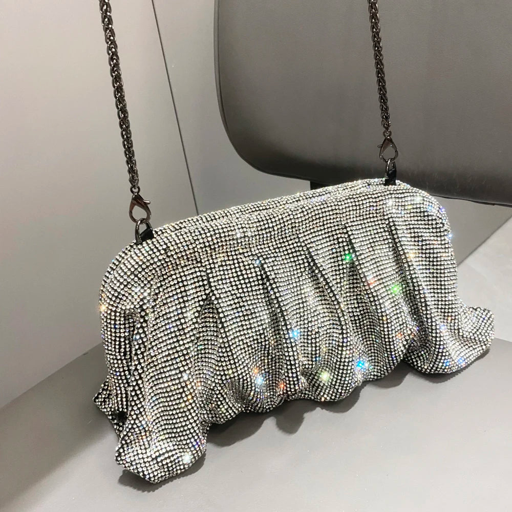 Shiny Rhinestones Handmade Evening Clutch