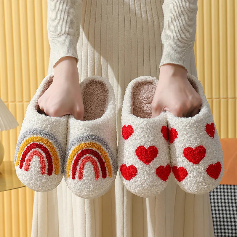 Popular Colorful Rainbow Plush Slippers