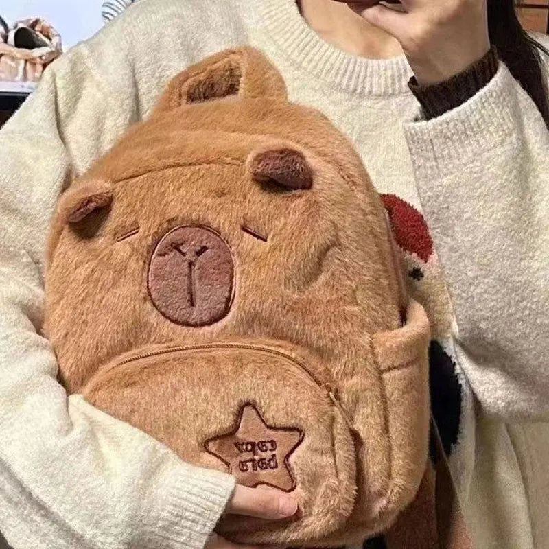 Kawaii Capybara Plush Backpack for