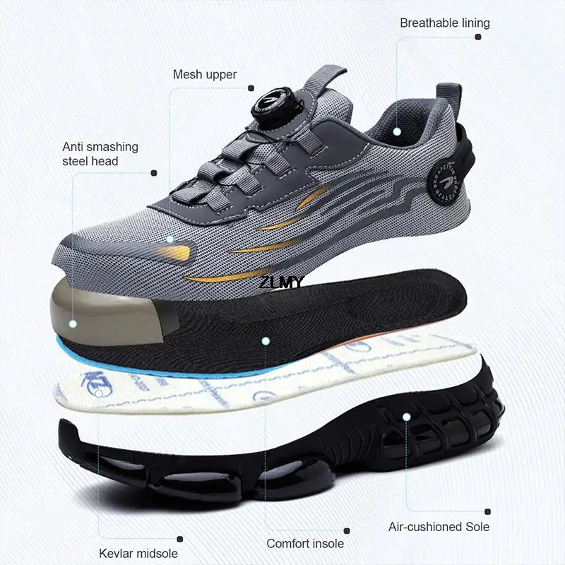 Rotary Button Safety Shoes Men