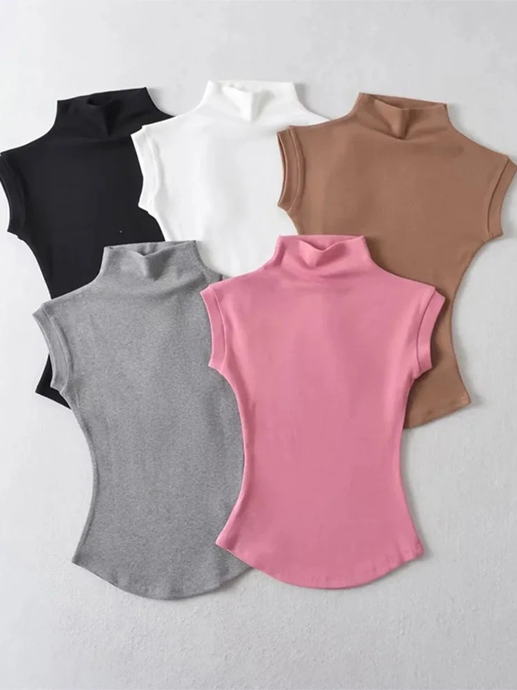 Women Summer Sexy Turtleneck Sleeveless