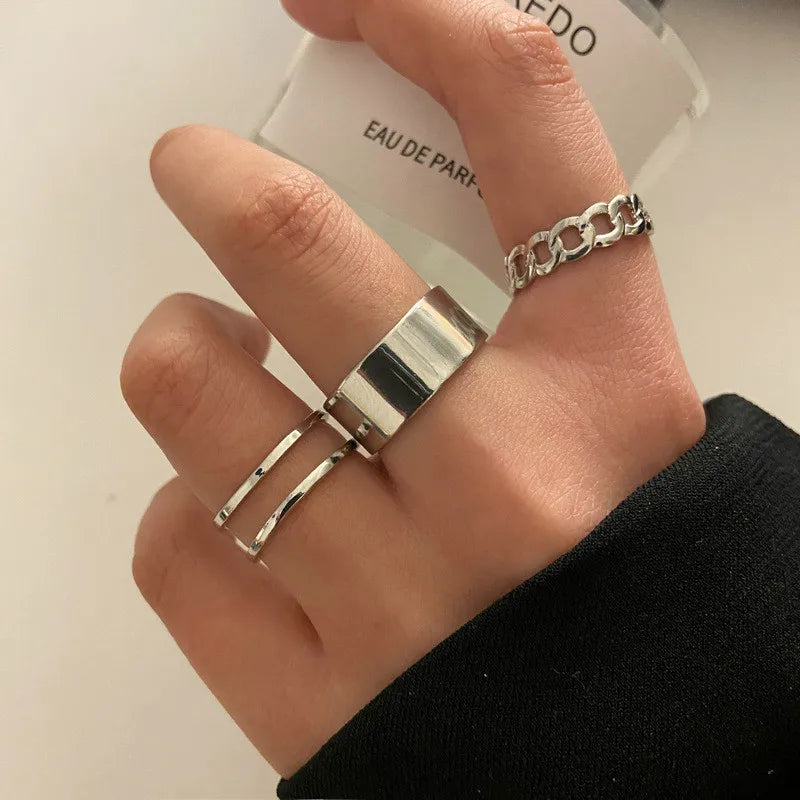 Silver Color Crystal Rings Set Women,