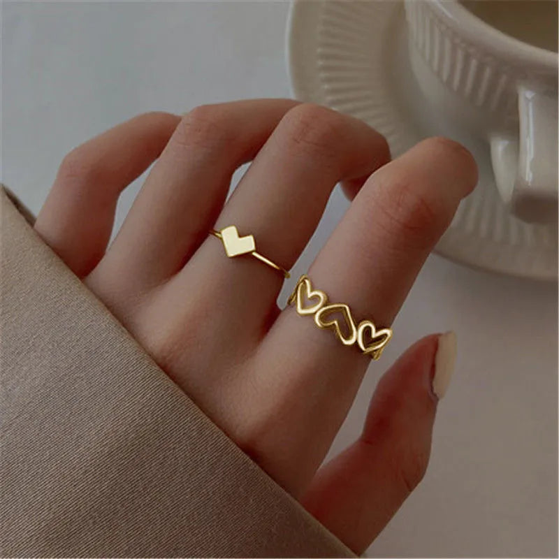 Silver Color Crystal Rings Set Women,