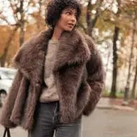 Brown Big Lapel Faux Fur