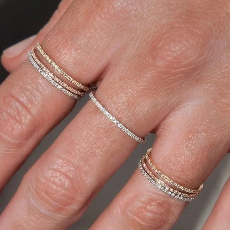 Delicate Micro Pave Zircon Rings Women