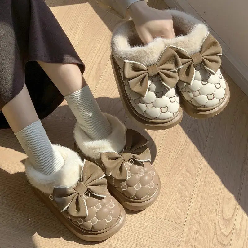 Platform Ankle Boots Female Bowknot