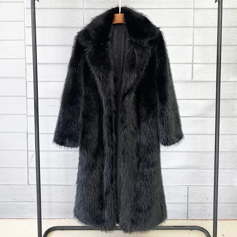 Long Faux Fur Jacket Overcoat