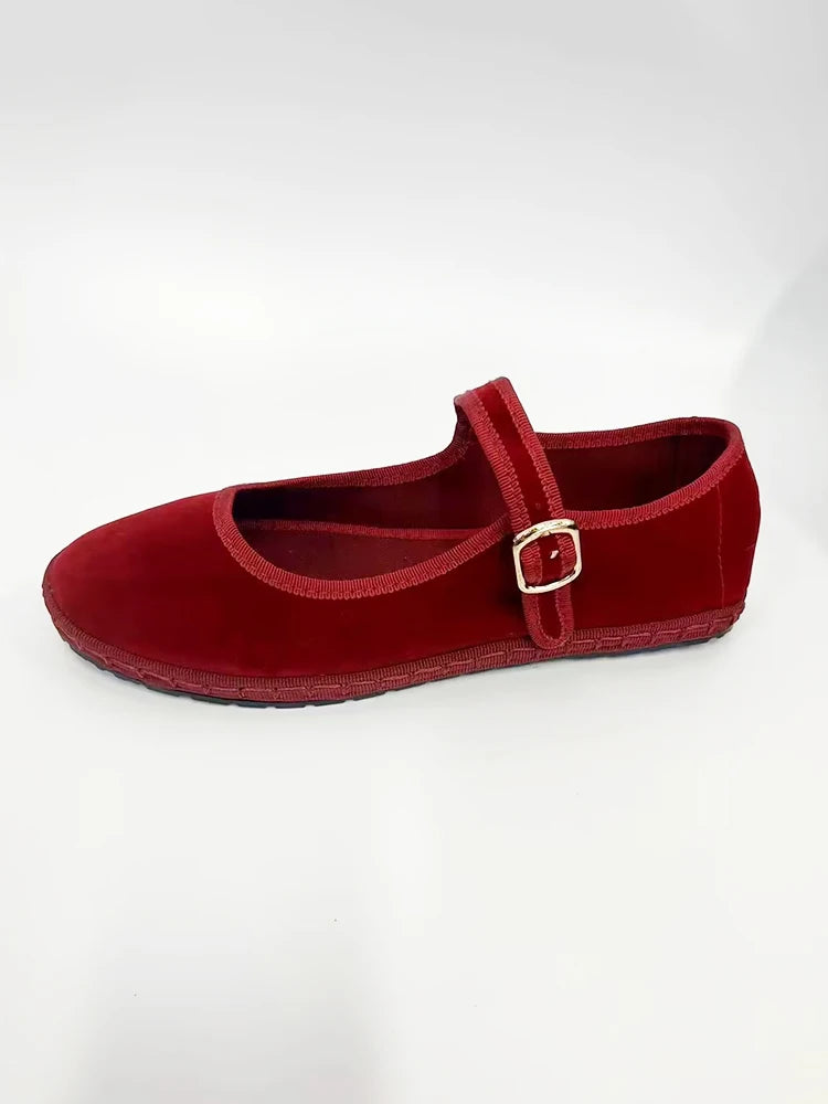 Velvet Mary Jane Shoes for