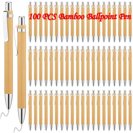 100PCS Bamboo Wood Ballpoint