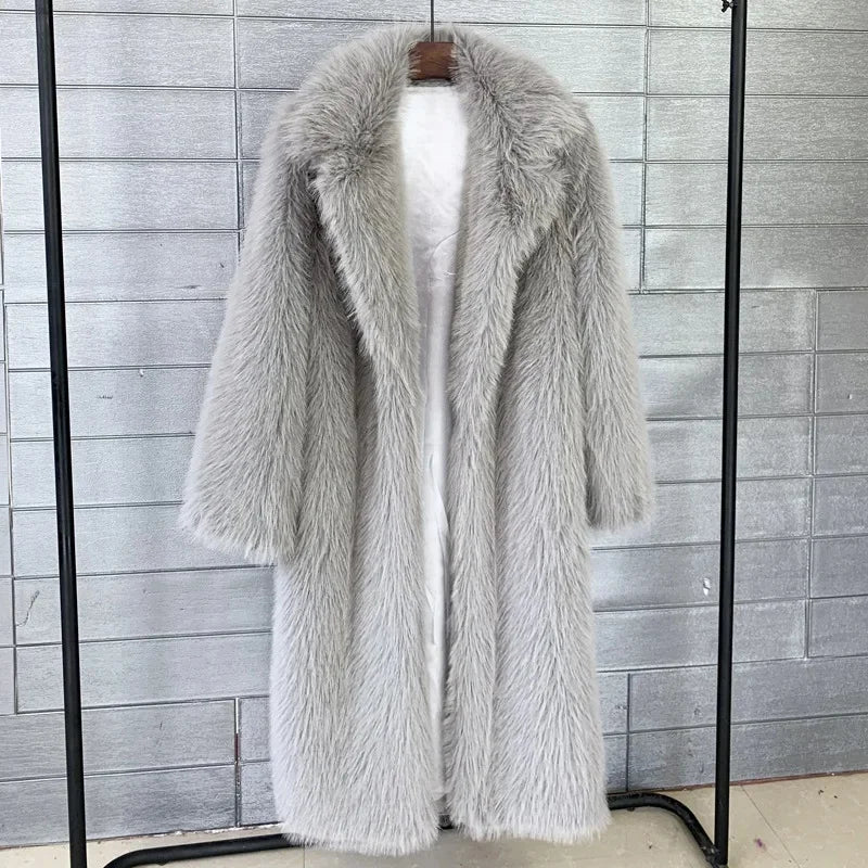 Long Faux Fur Jacket Overcoat