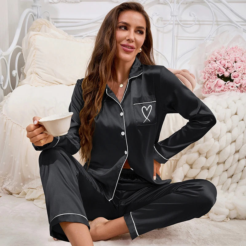 Women Pajama Set Embroidery Long