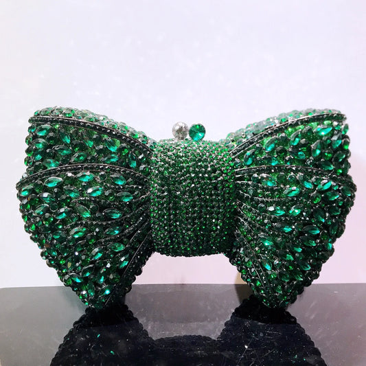 Newest Rhinestone Green/Black Clutch Purse