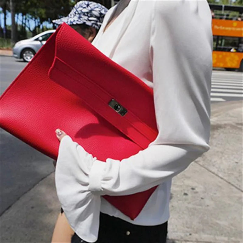 Red Clutch Bag Women Simple