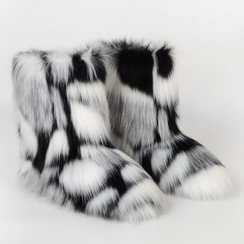 Y2K Fluffy Mid-calf Boots Winter