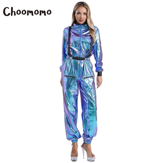 Womens Astronaut Costume Adult Shiny