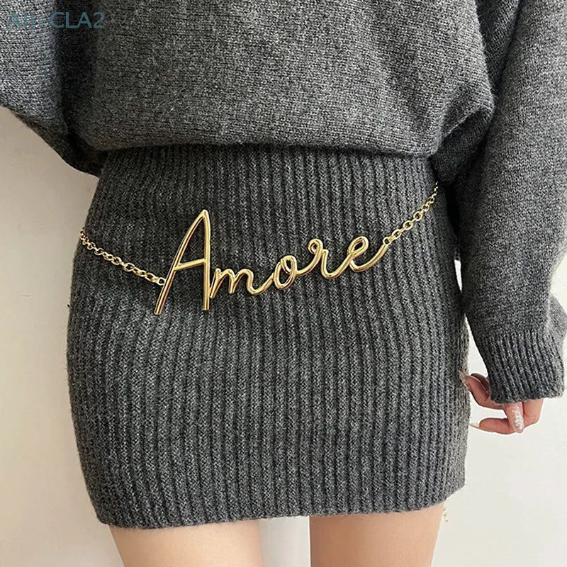 Minimalist Retro Elegant Letter Waist